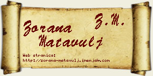Zorana Matavulj vizit kartica
